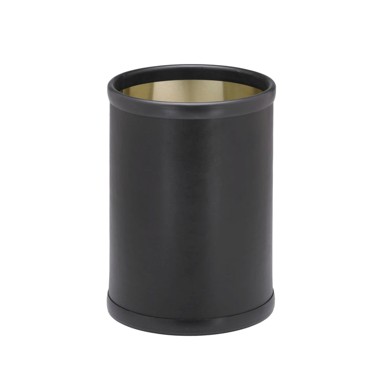 Black | Leatherette 8QT round wastebasket designed to elevate your home bar experience.
