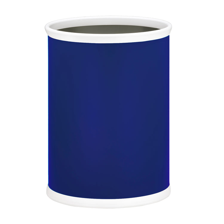 Royal Blue | 13-quart oval wastebasket with smooth leatherette surface, photographed on a white background.