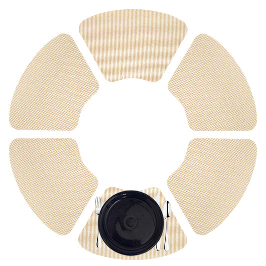 Ivory | Fishnet wedge placemat set of 6 arranged in a circle.