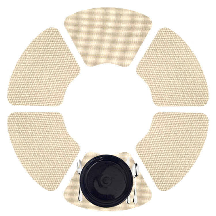 Ivory | Fishnet wedge placemat set of 6 arranged in a circle.