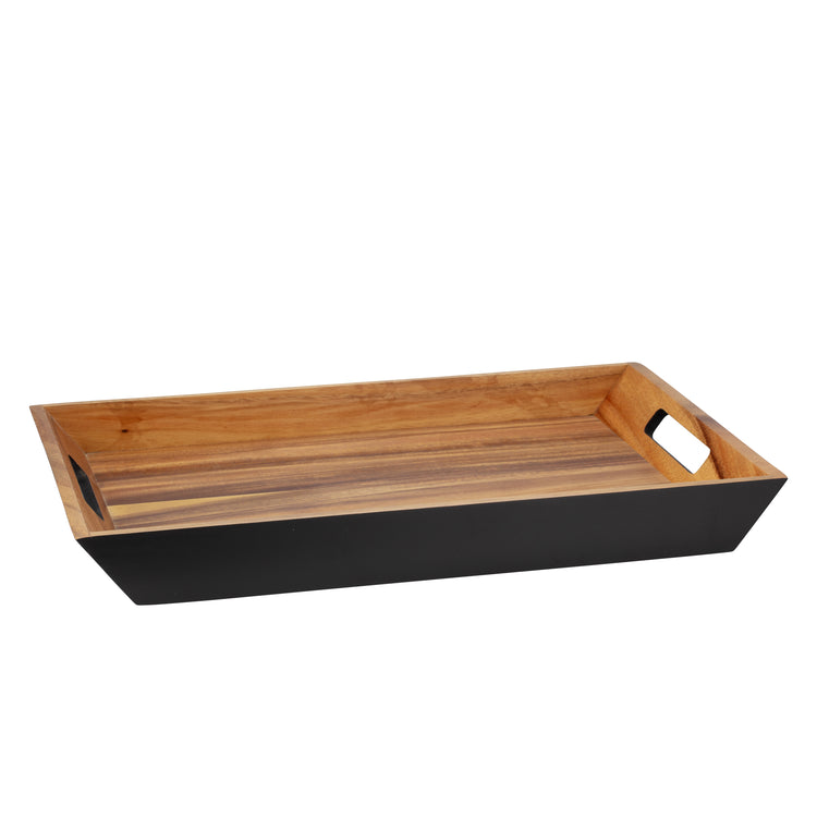 Acacia | Taniya Nayak Wooden tray with black base on a white background