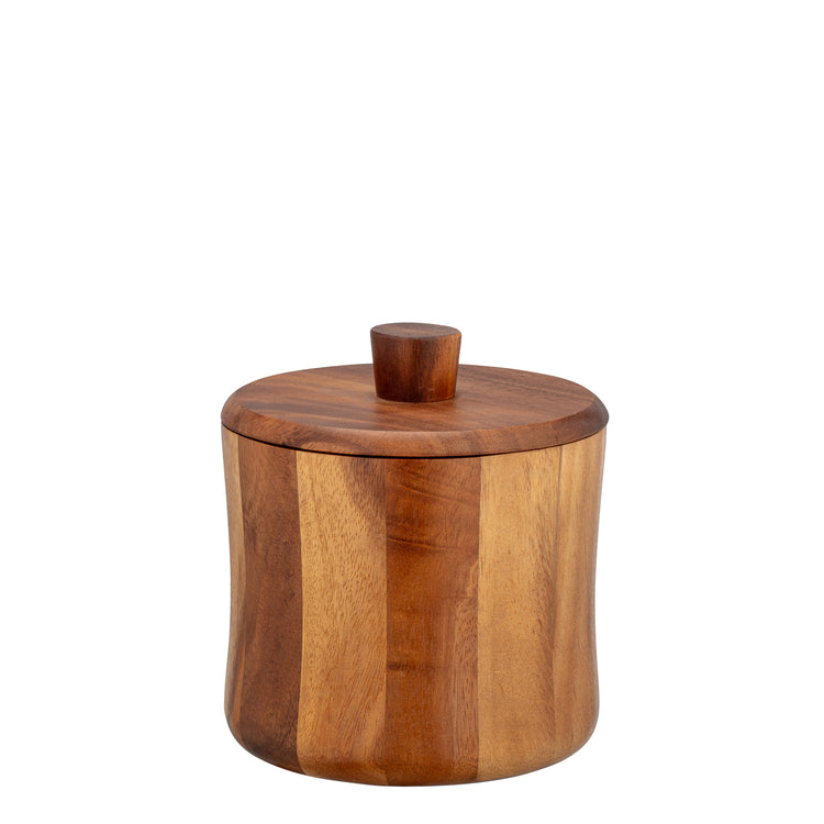 Acacia | Rustic wood ice bucket with lid, designed for keeping beverages chilled.