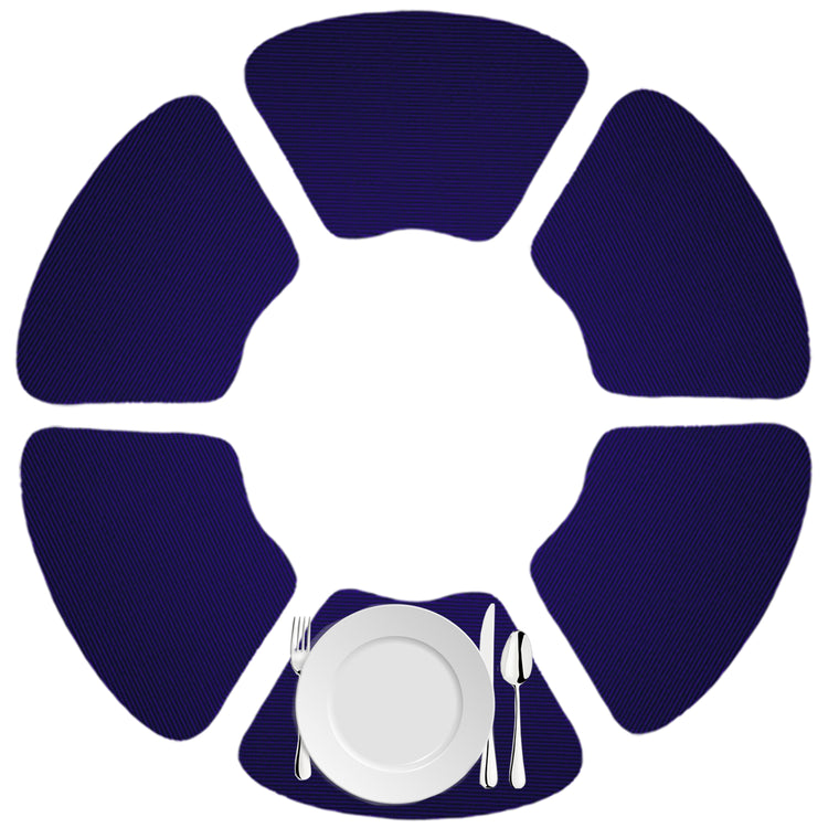 Navy | Bold set of 6 fishnet placemats arranged for a table.