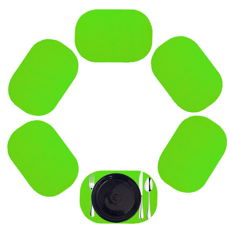 Lime Green | Oval fishnet placemat set of 6 in a vibrant lime green color.