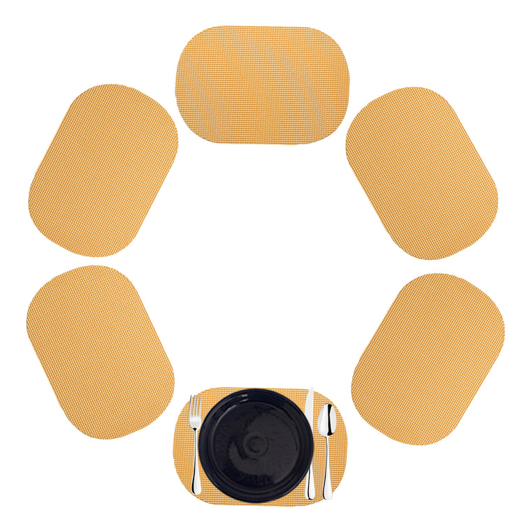 Camel | Oval fishnet placemat set of 6 in a golden color.