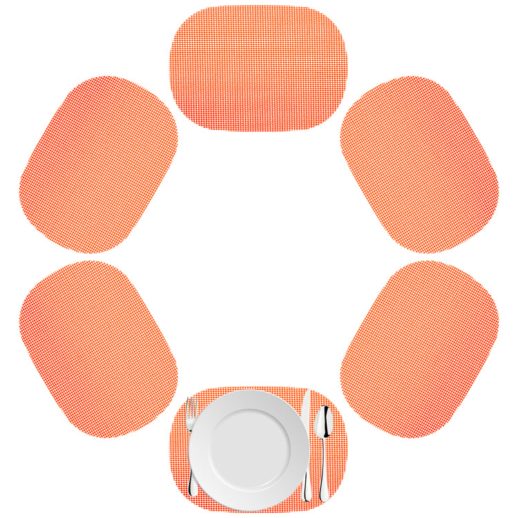 Peach Echo | Vibrant peach color set of 6 fishnet placemats.