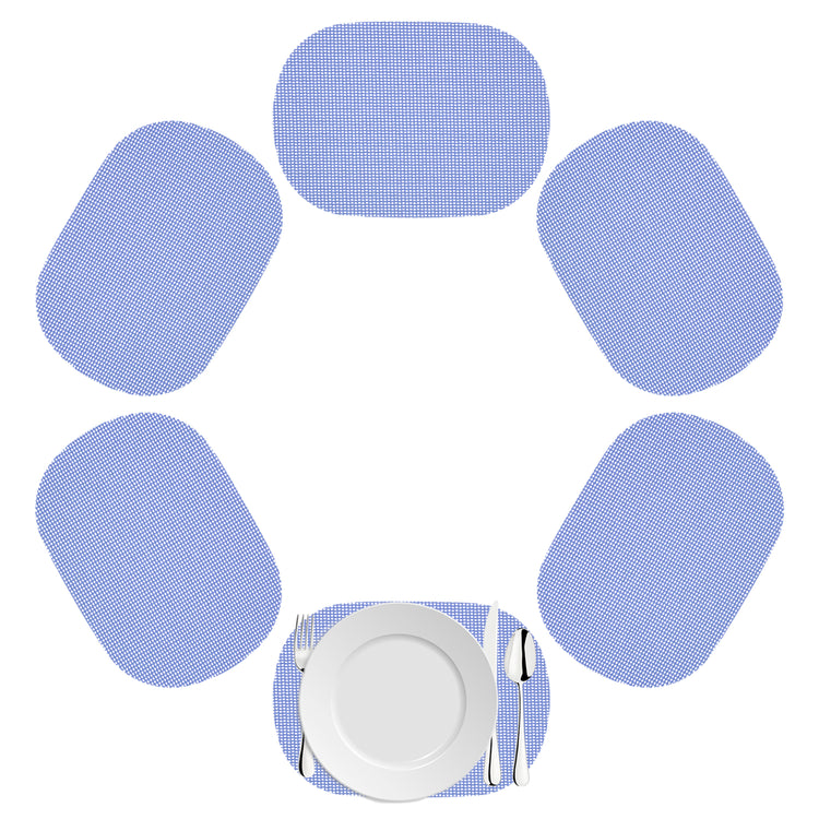 Serenity | Lilac colored fishnet oval placemat set for 6 people.