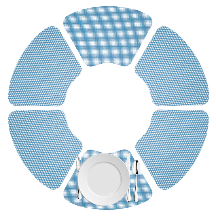 Niagara Blue | Set of placemats shown from top view to see wedge shape.