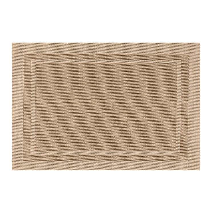 Taupe | Elegant woven placemat showcasing textured double borders, set of 6 on a clean surface.