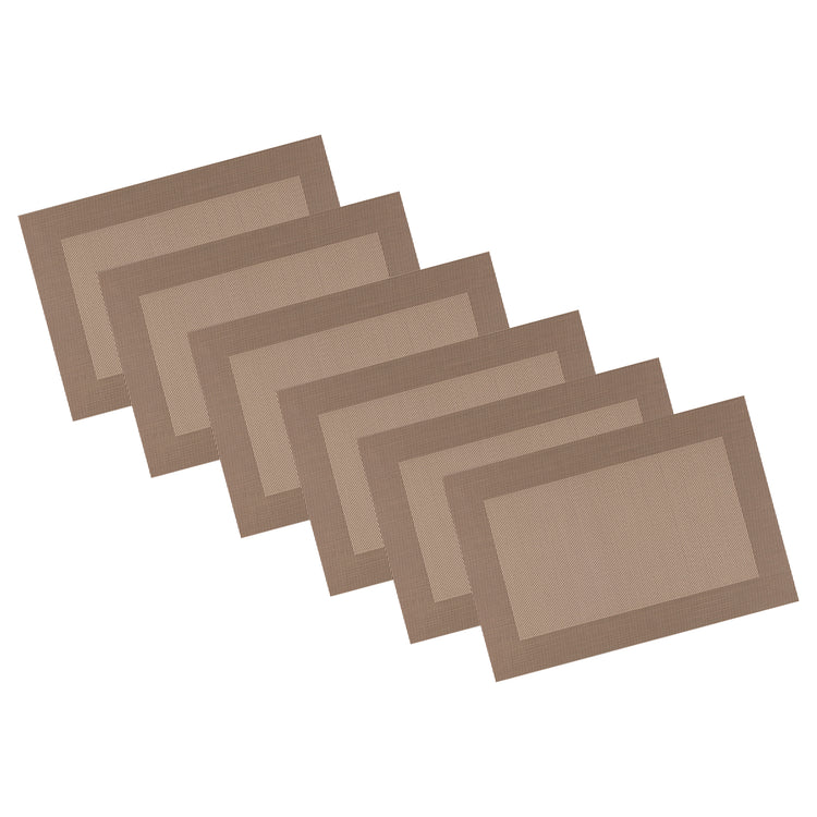 Taupe | Two-tone woven placemats set of 6 on white background for product display.