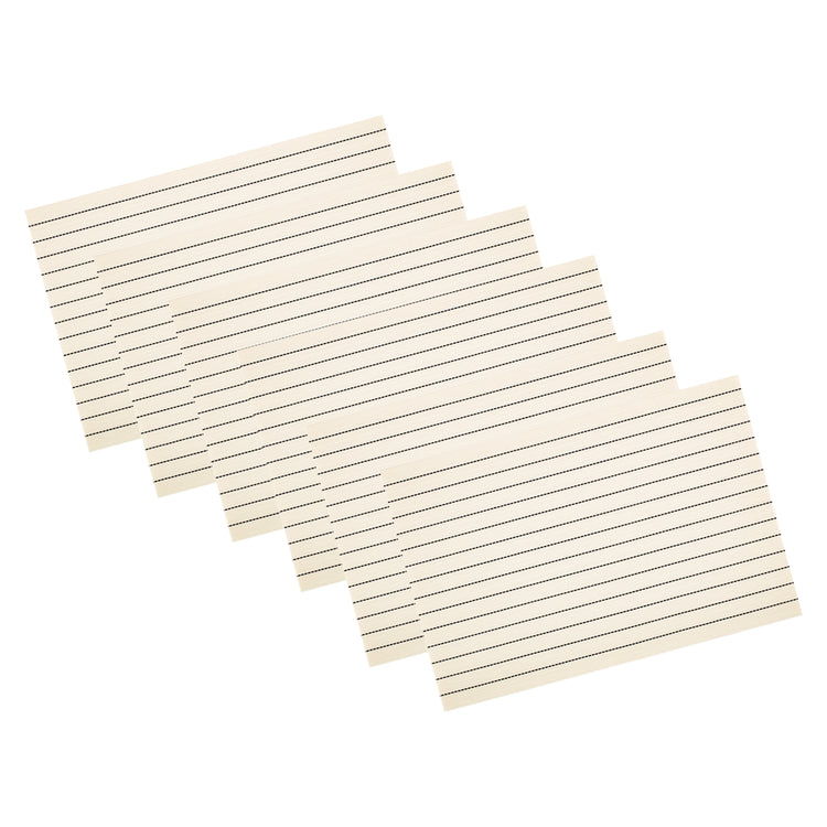 Black & White | Set of 6 woven placemats with subtle pinstripe pattern, neatly arranged on a white background.