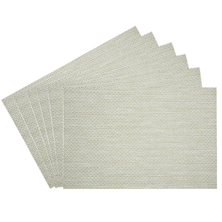 Multi | Set of 6 woven placemats featuring subtle golden threads, displayed on a white background.