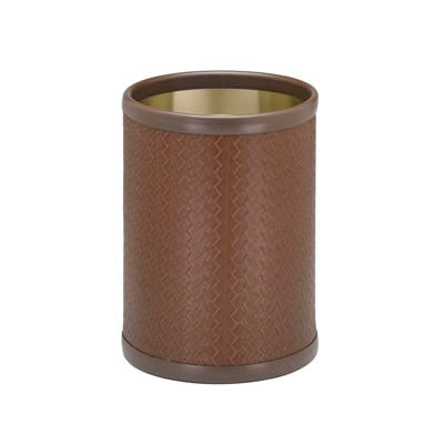 Pinecone | 8-quart round leatherette wastebasket with a smooth, textured finish, displayed upright on a white background.