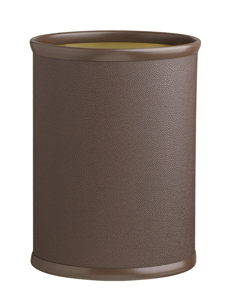 Mocha | Elegant oval wastebasket with a shagreen texture blending seamlessly with modern home decor.