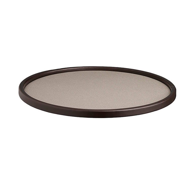 Latte | 14" round serving tray with sleek half-inch chocolate sidewall, perfect for stylish serving or display.