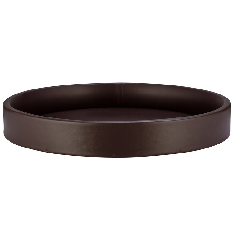 Chocolate | Front view of the gallery 14" chocolate brown leatherette tray.