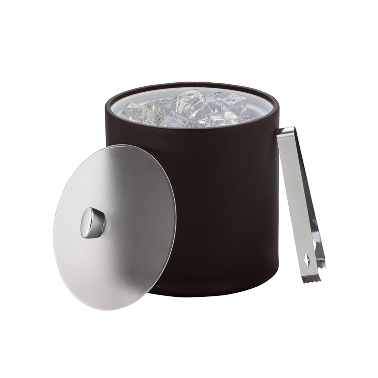 Chocolate | 3QT stylish ice bucket featuring an acrylic cover and polished chrome arc knob, ideal for entertaining.