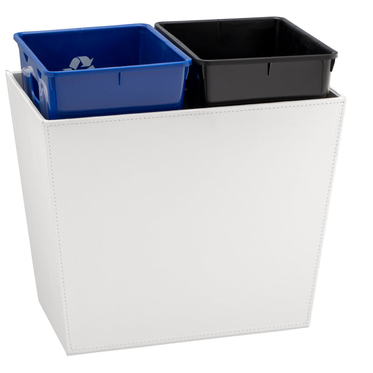 White | Minimalist 16qt wastebasket with dual liner set, blending functionality with modern home office decor.