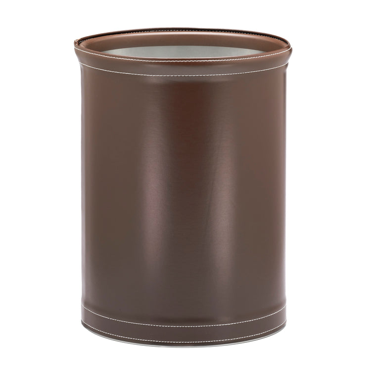 Chocolate | Traditional 13qt oval trash bin displayed on a white background.