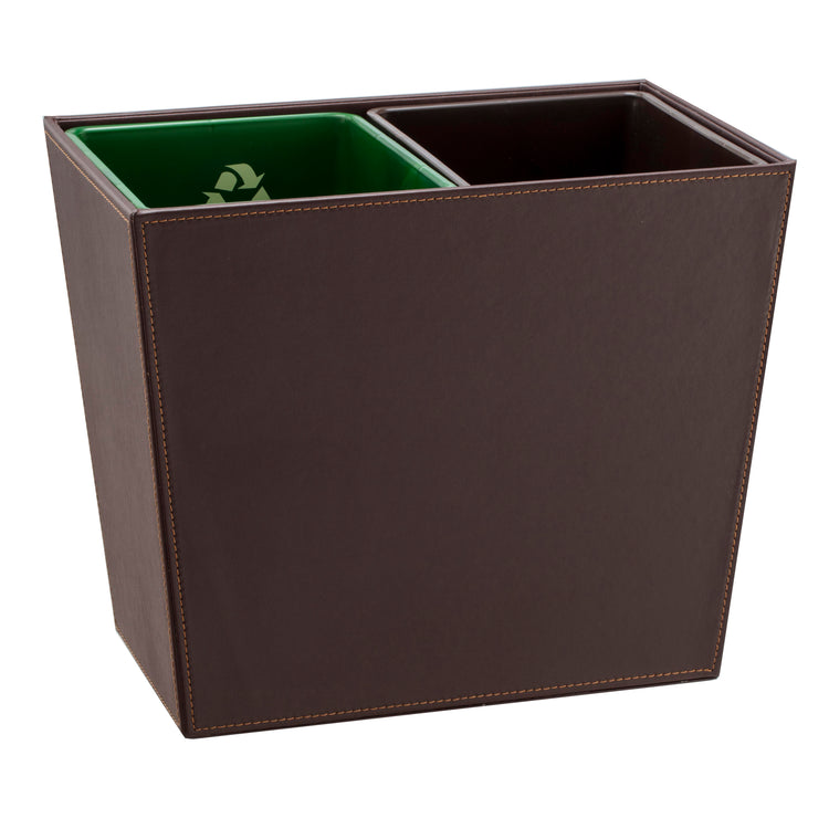 Chocolate | 16qt wastebasket and liner set on a white background.