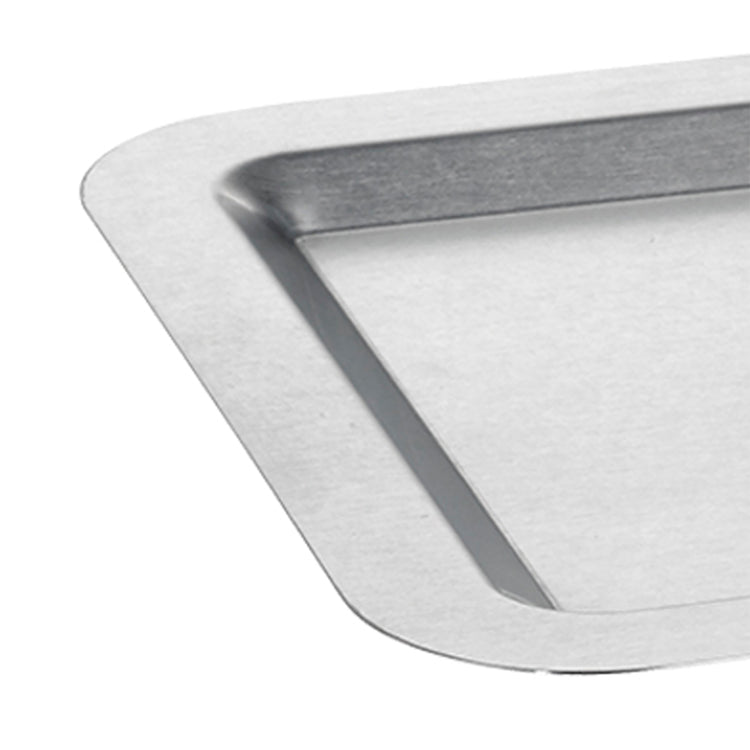Brushed Stainless Steel | Modern rectangle tray with raised edges, ideal for home entertaining on a white background.