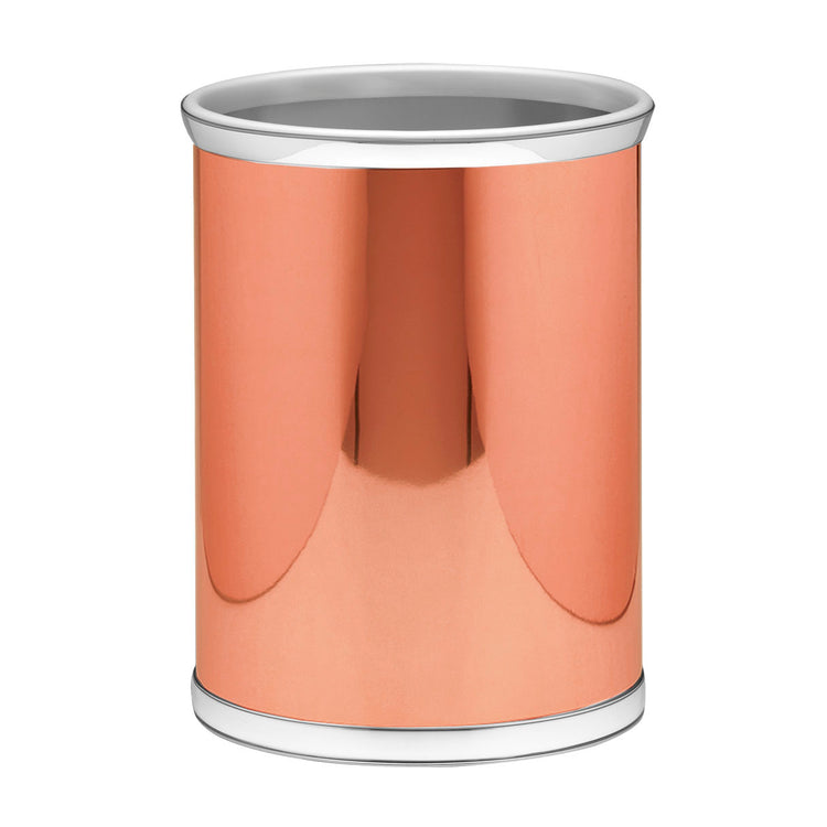 Polished Copper & Chrome | stylish wastebasket on a white background