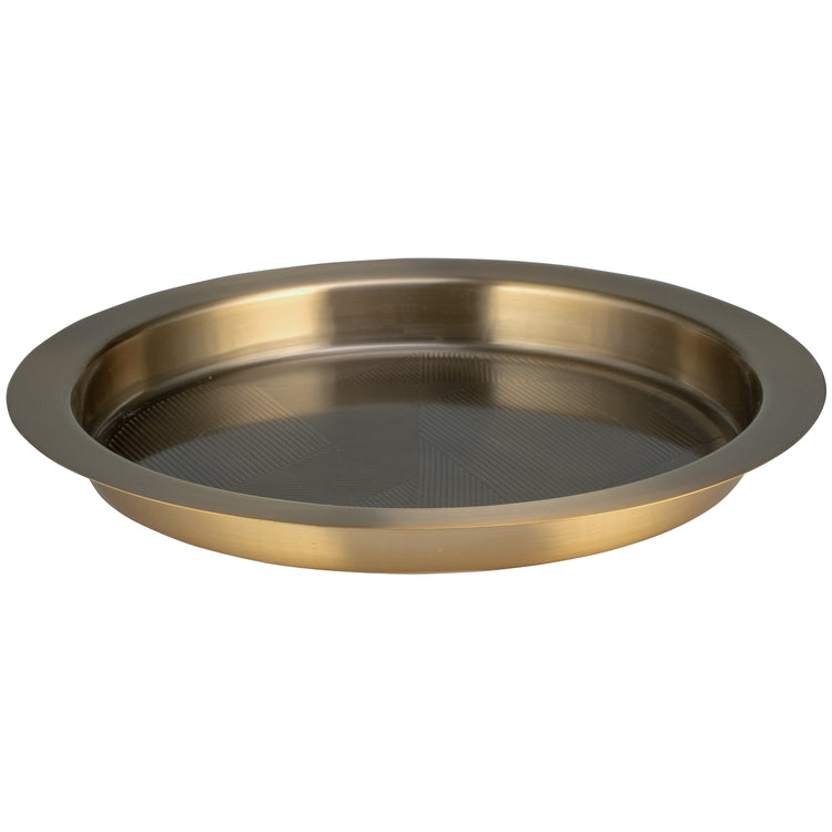 Gold & Black | Round tray from Taniya Nayak with a chevron design.