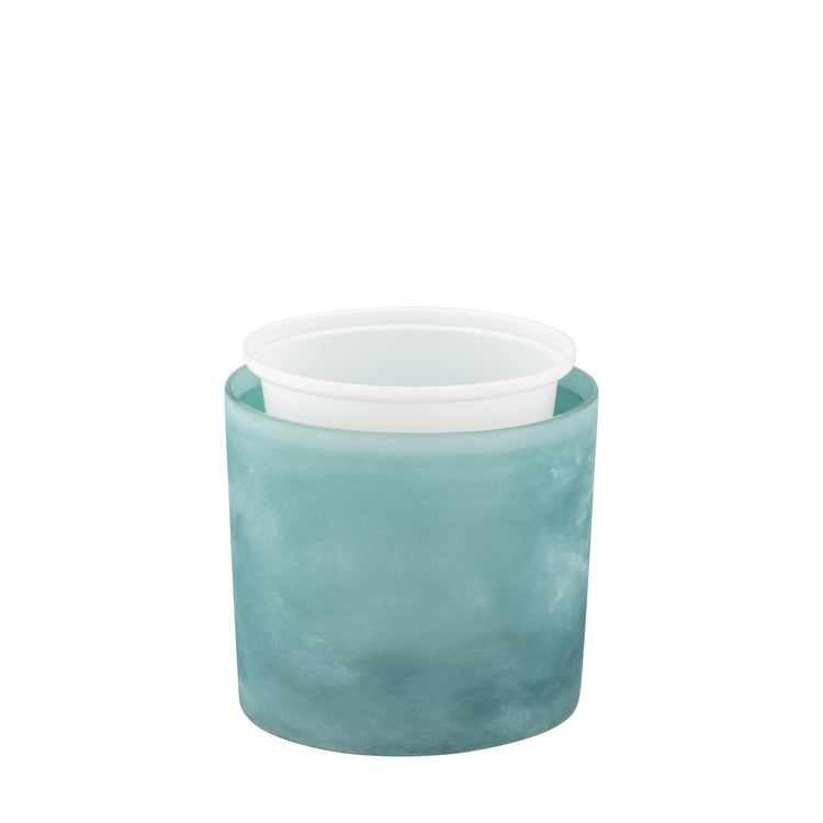 Turquoise | ice bucket with the liner up on a white surface.