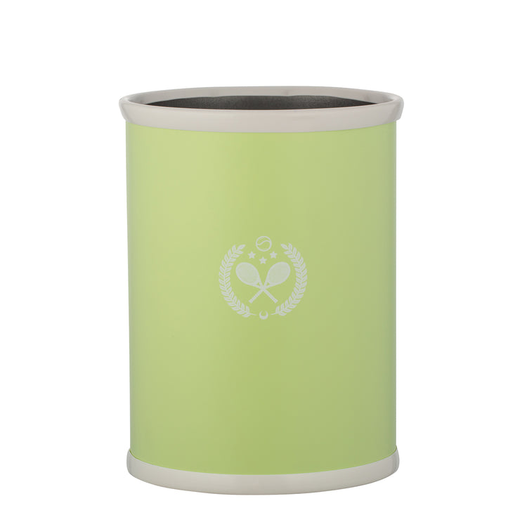Light Green | cylindrical container with tennis rackets decal in the center on a white background