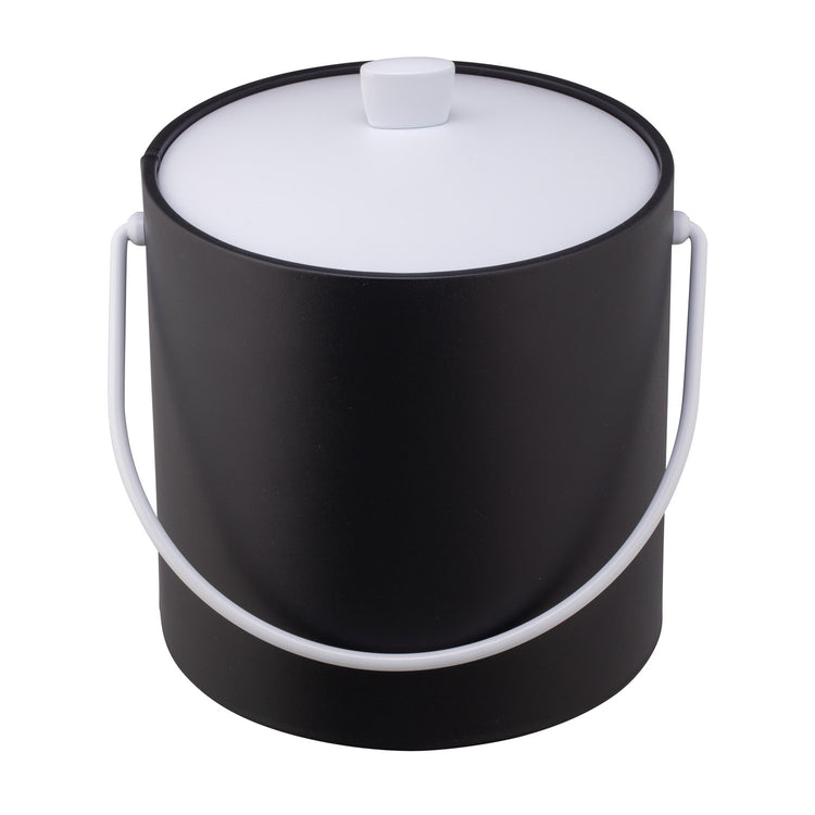 Black | Classic 3QT ice bucket with white bale handle, displayed on a clean white surface.