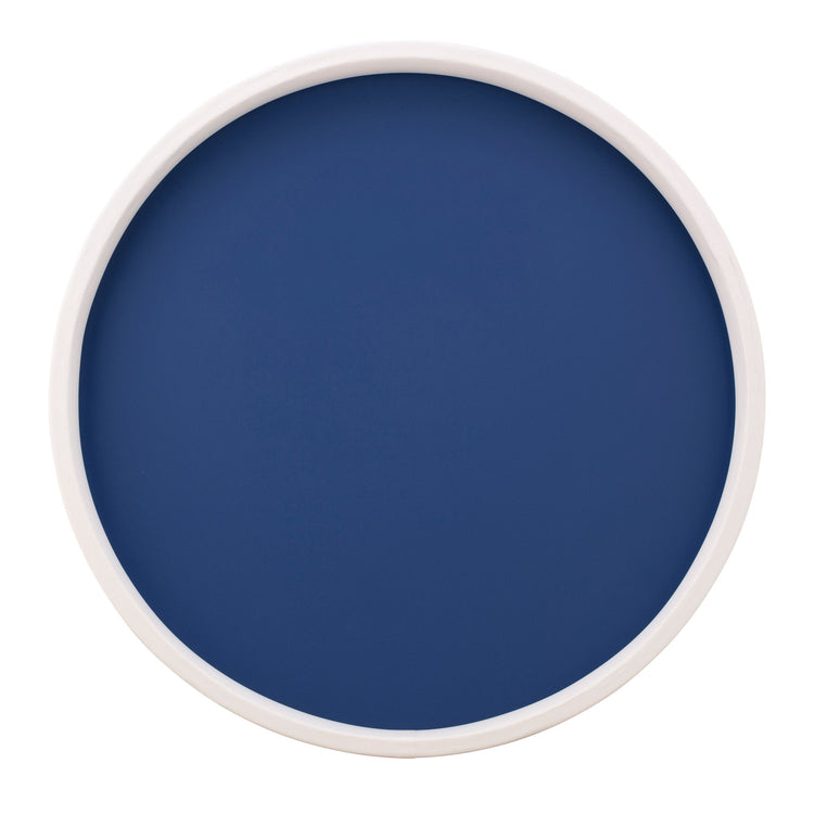 Royal Blue | Round tray with a clean white rim placed upright to see the inside.
