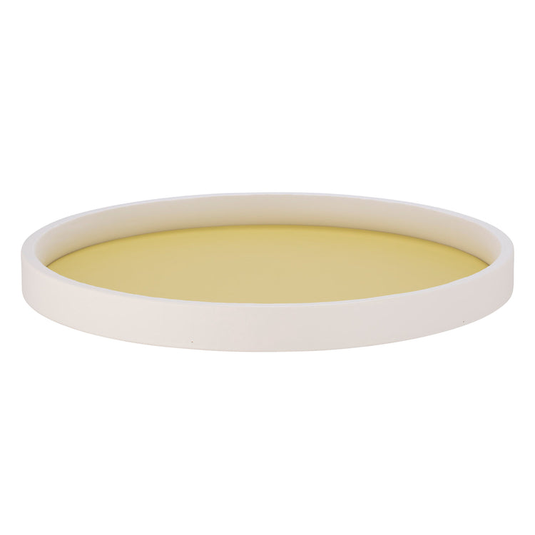 Lemon | Round tray with matte white rim, photographed on a white background.