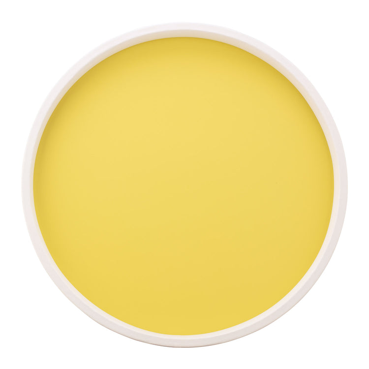 Lemon | Circular serving tray with a sleek white border, placed on a white backdrop.