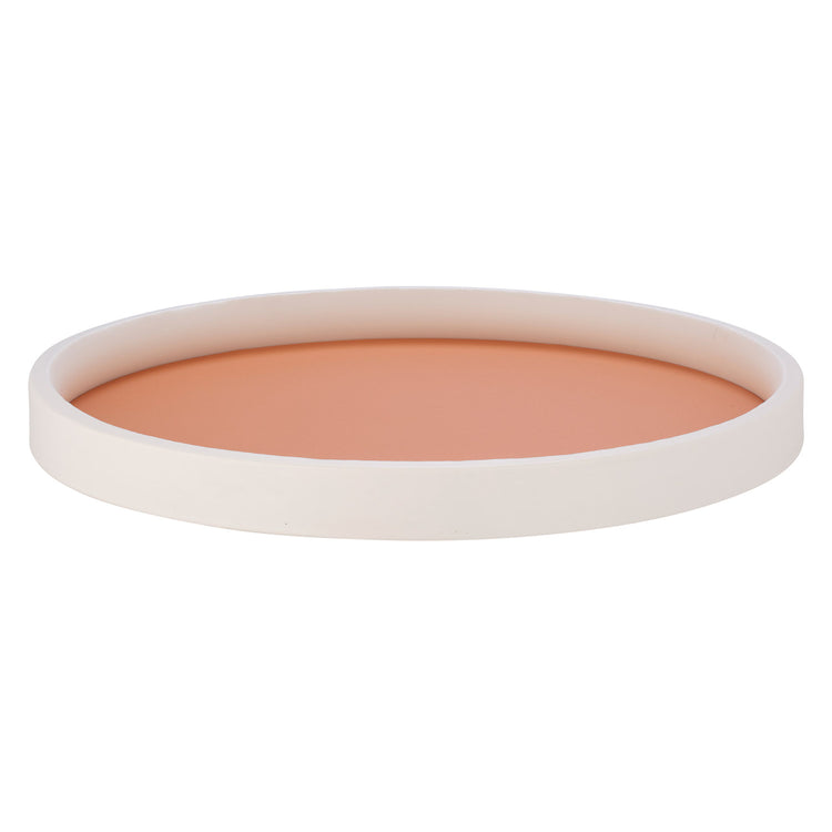 Spice Orange | Serving tray with bold white edge, photographed from a side view.