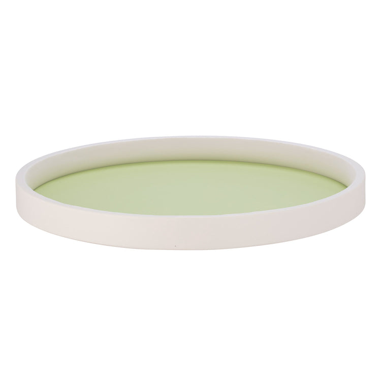 Light Green | Circular tray with a delicate white rim, set on a white surface.