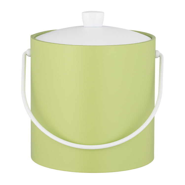Light Green | Insulated ice bucket with white bale handle, set on a white surface.
