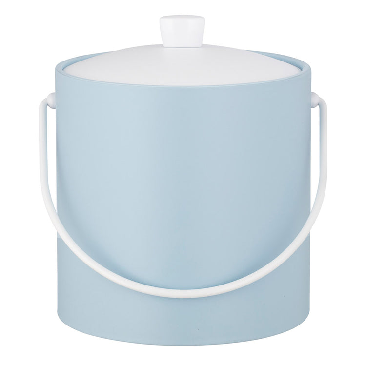 Light Blue | Compact ice bucket with snug lid, shown on a white surface.