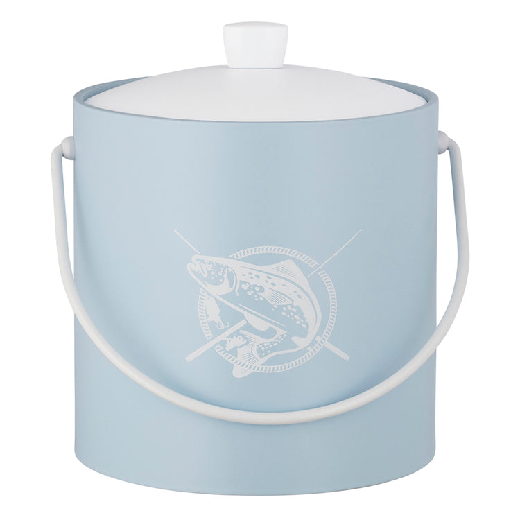 Light Blue | Ice bucket with a simple fish silhouette, set against a plain white background.