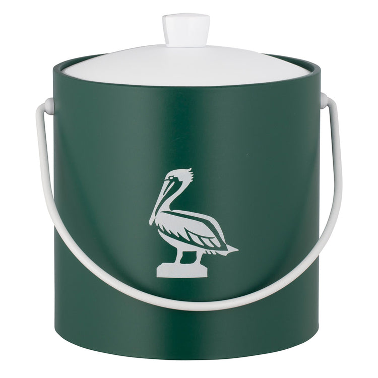 Tropic Green | Ice bucket with a stylish pelican silhouette, set on a plain white background.