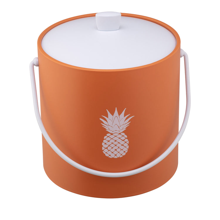 Spice Orange | Ice bucket with a centered white pineapple graphic, placed on a white surface.