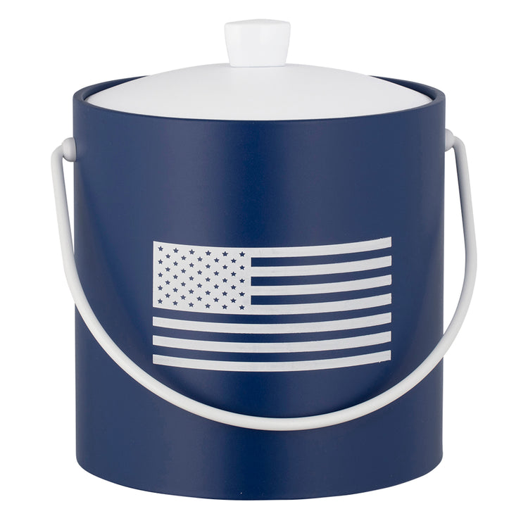 Royal Blue | Ice bucket with a stylish American flag silhouette, set on a white background.