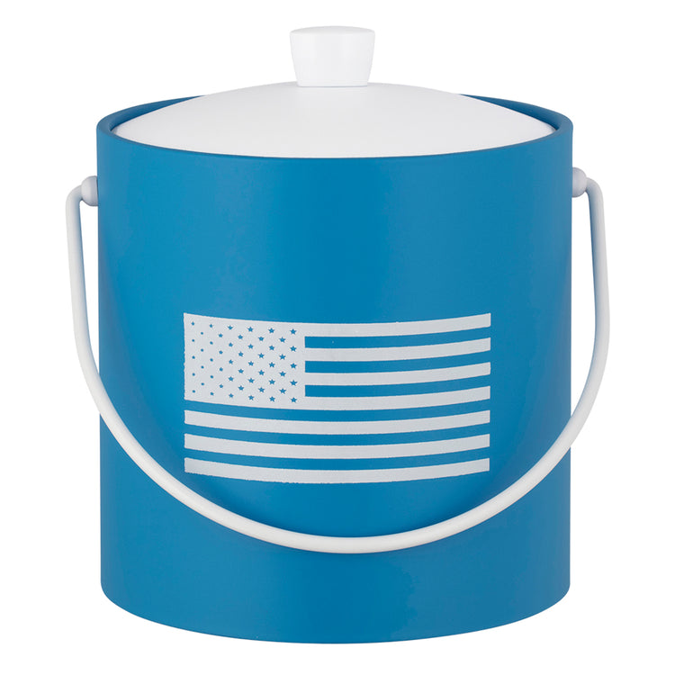Process Blue | 3QT ice bucket featuring a patriotic American flag design, shown against a clean white backdrop.