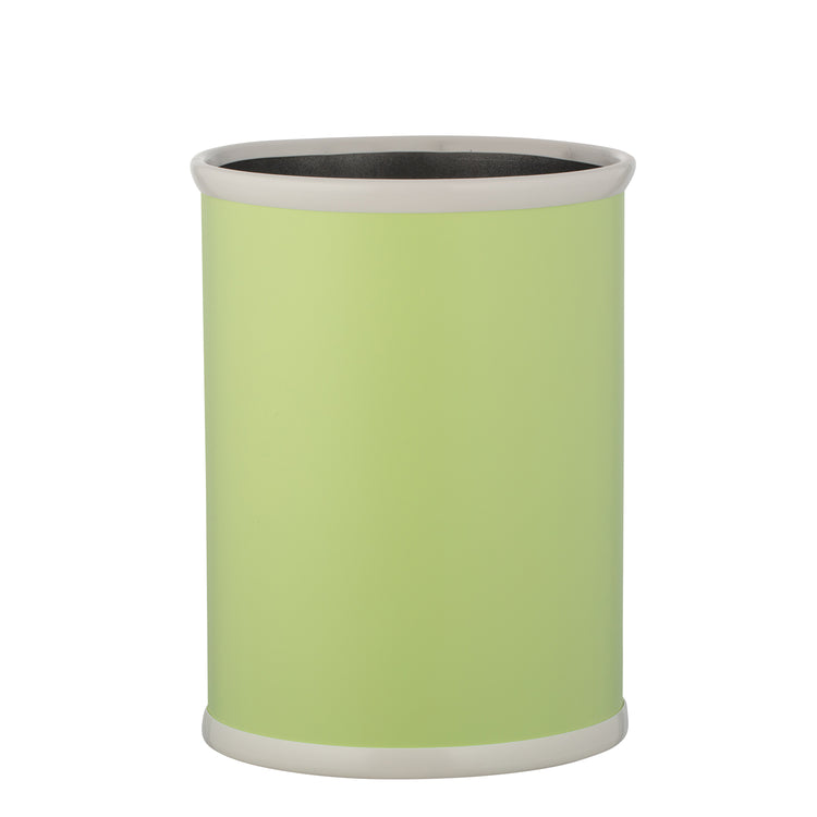 Light Green | 13QT leatherette wastebasket with subtle texture and curved edges, photographed on a white background.