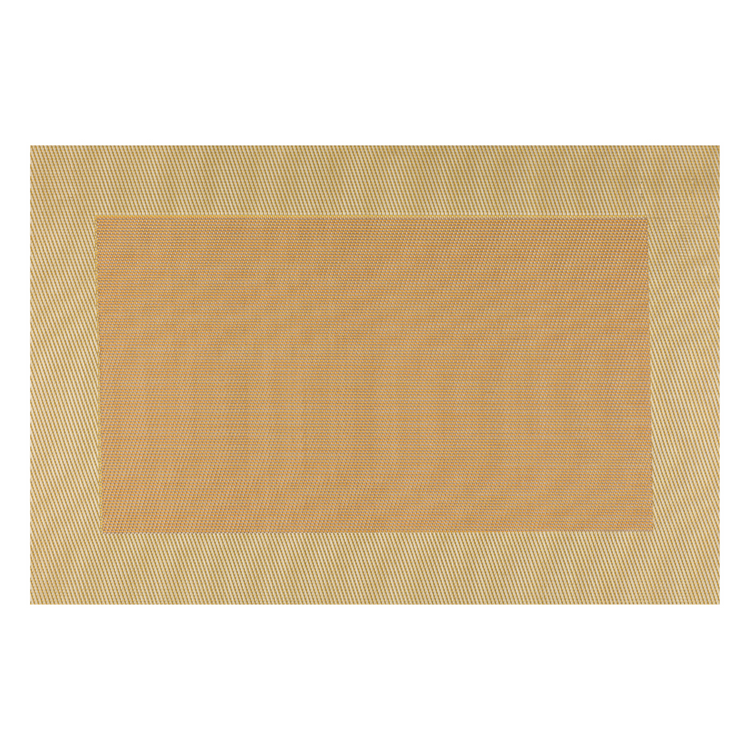 Gold | Detail view of the two-tone woven placemat in a bright gold color.