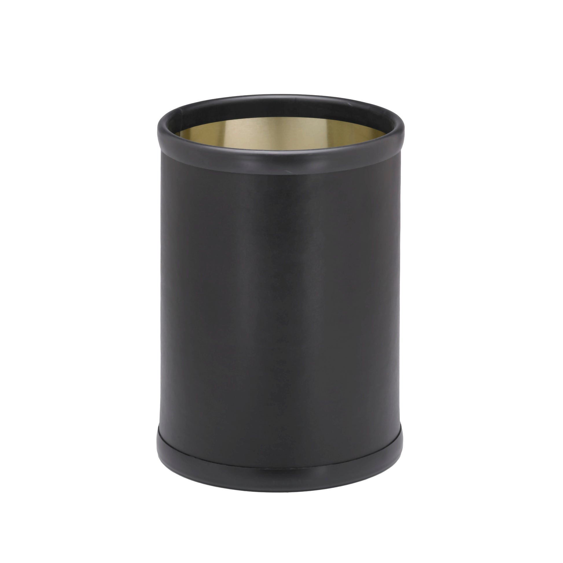 Black | Leatherette 8QT round wastebasket designed to elevate your home bar experience.