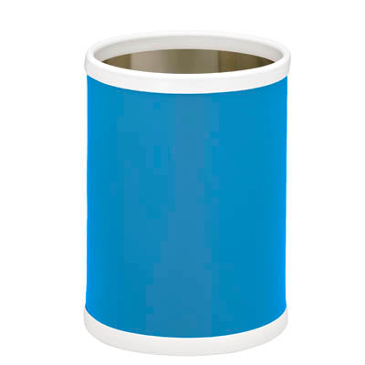 Process Blue | trash can with white rim on a white background