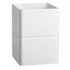 White | Malibu 8qt white wastebasket with a bi-level design on a white background.