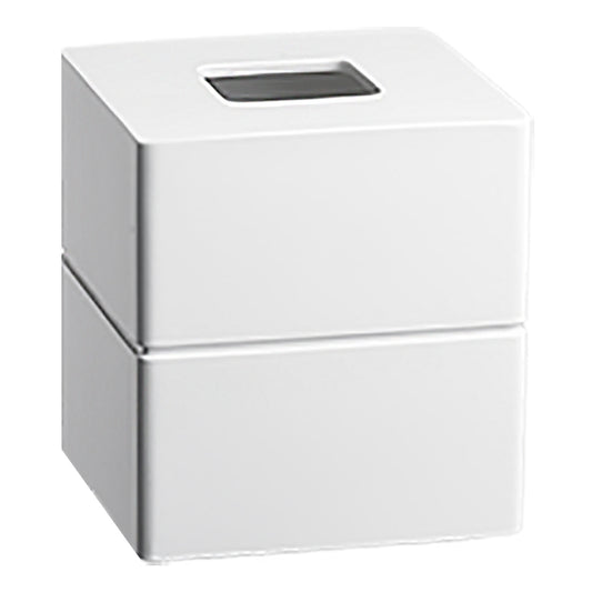 White | Modern bathroom tissue box cover with clean edges and minimalist design on a white background.