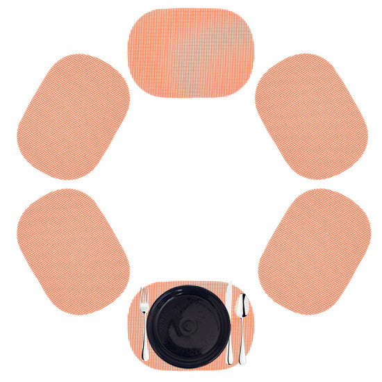 Spice Orange | Set of 6 oval shaped fishnet placemats for the dinner table.