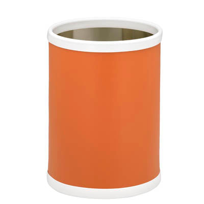 Spice Orange | Round trash can with white top and bottom on a white background
